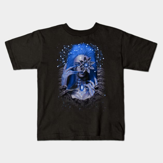 The Alien Flower (blue) Kids T-Shirt by Liquid Feline